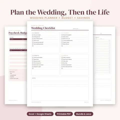 Preview of the Wedding Planner & Newlywed Budget Bundle
