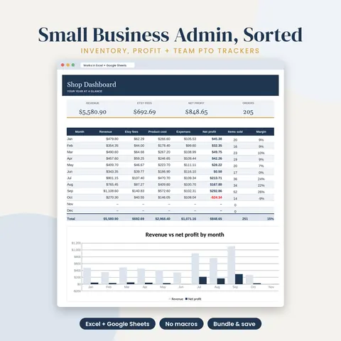 Preview of the Small Business Spreadsheet Bundle